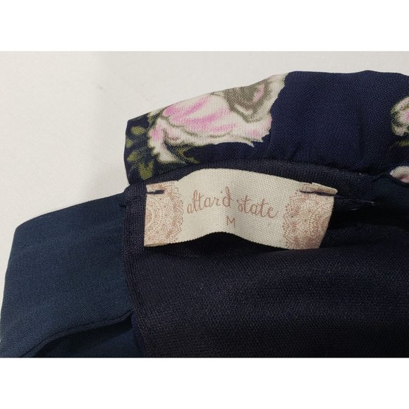 Altar'd State Womens Dress Sleeveless Ruffle Tent Navy Blue Floral Size Medium - Picture 4 of 8